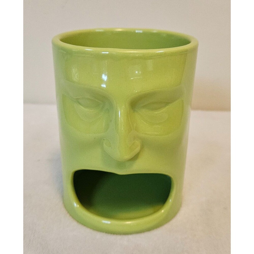 BIA Cordon Bleu Face Open Mouth Mug Coffee Cookie Tea Holder Tiki Lime Green